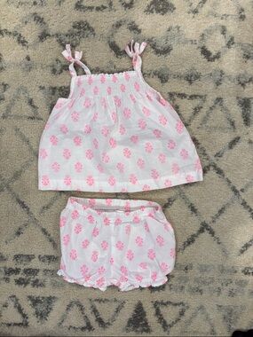 Carter's White & Pink Printed Tank Top and Bloomers Set